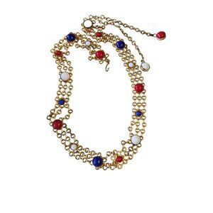 Vintage Bezel Set Glass Cab Dangling Belt (A1852)